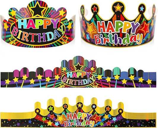 Hooqict Birthday Crowns 30 Pack Party Hats Paper Hats Happy Birthday Crowns by Hooqict