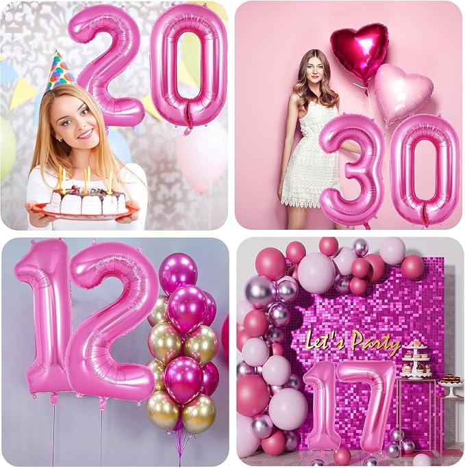 Pink Number Balloons, Large Hot pink Number 2 Balloon 40 Inch Pink 2 Balloon - Image 4