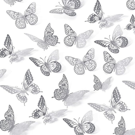 SAOROPEB 3D Butterfly Wall Decor, Removable Metallic Wall Sticker Room Mural by SAOROPEB