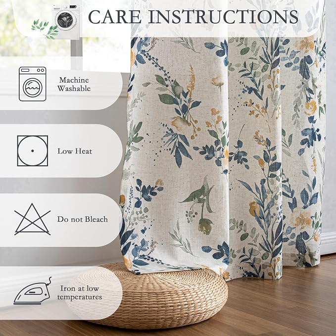 MYSKY HOME Floral Linen Curtain 1 Panel - Image 5