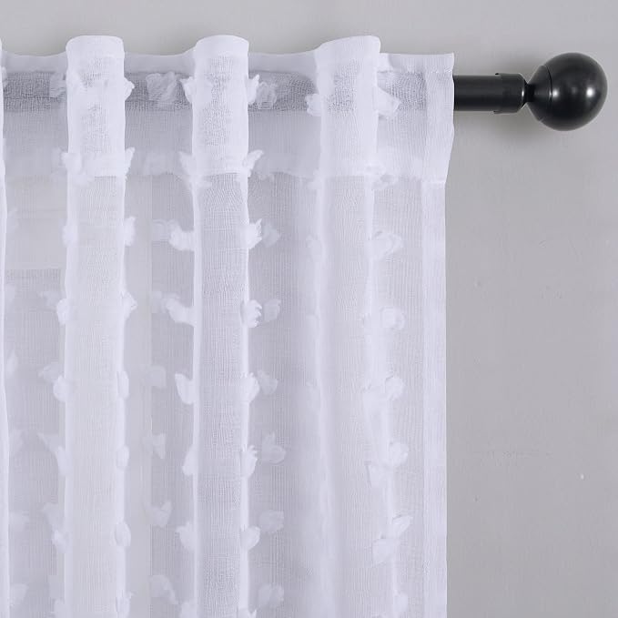 KOUFALL White Sheer Curtains 96 Inches Long - Image 6