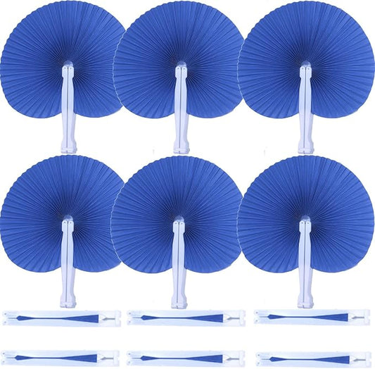 Bestage 20 Pieces Navy Round Paper Fans | Foldable Handheld Fans by Bestage