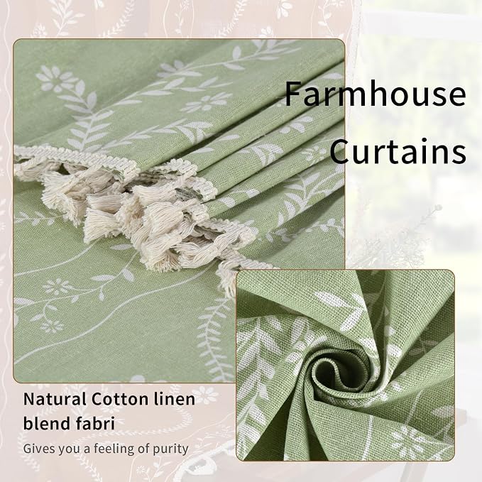 Schweek Sage Green Boho Curtains 84 Inches Length 2 Panels - Image 5