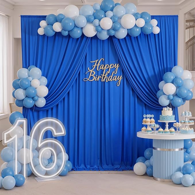 50ftx10ft Wrinkle Free Royal Blue Backdrop Curtains - Image 4