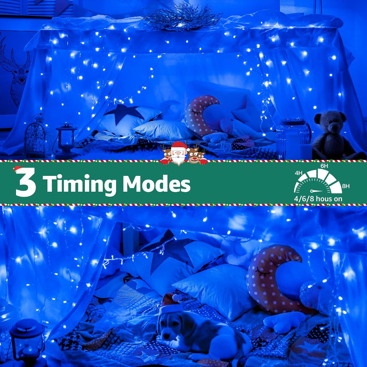 Christmas Lights Outdoor Waterproof, 196 FT 600 LED String Lights with Remote,8 Modes Christmas String Lights Plug in Twinkle Fairy Light for Party Holiday Decor (Blue)