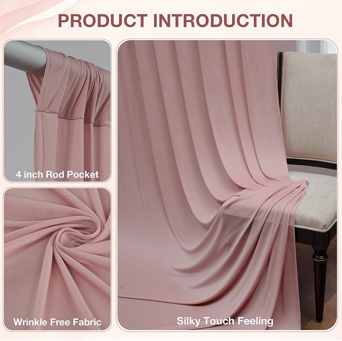 50ftx10ft Wrinkle Free Dusty Pink Backdrop Curtains - Image 2