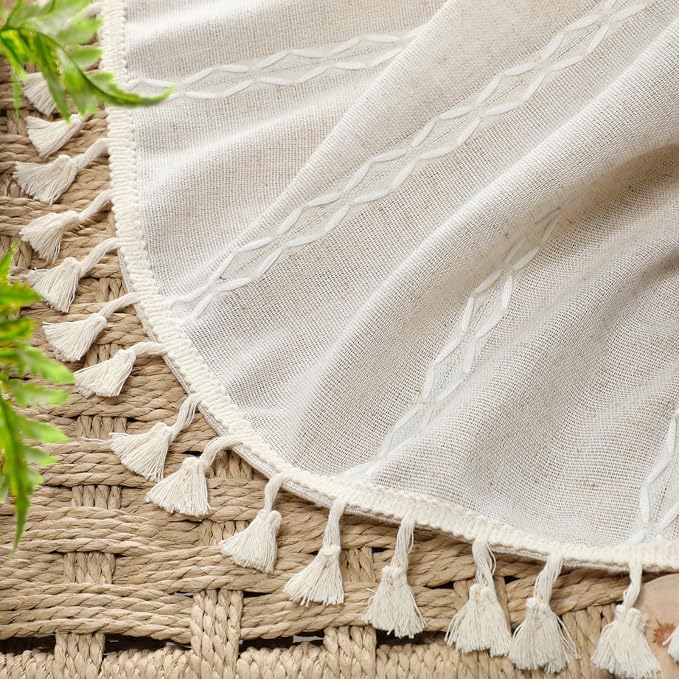 80% Boho Blackout Curtains 84 Inch Linen Blend Drapes 2 Panels | Vintage - Image 7