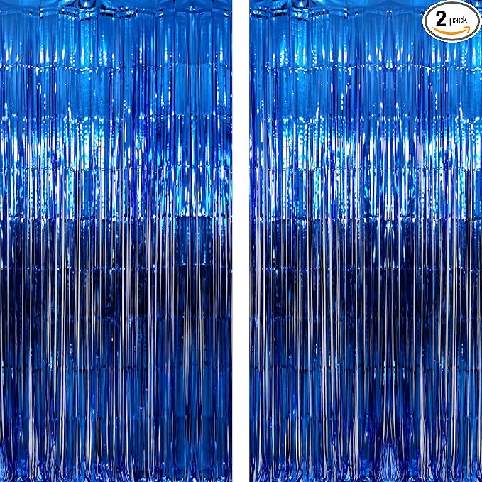 GOER 3.2 ft x 9.8 ft Metallic Tinsel Foil Fringe Curtains Party Photo Backdrop by GOER