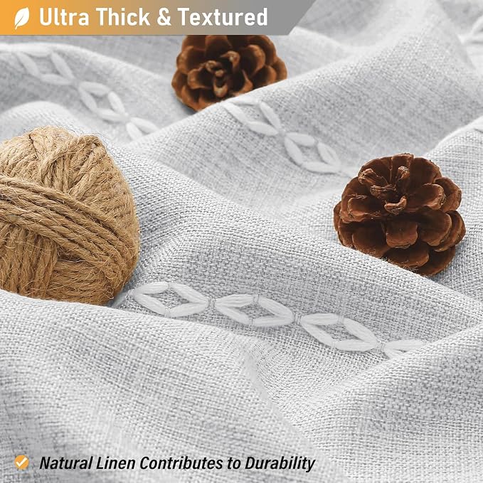 72 x 80 Boho Linen Heavy Duty Cloth Shower Curtain Set, 330GSM Linen Blend - Image 2