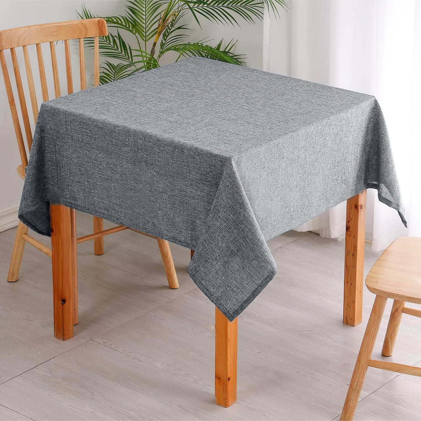 Hiasan Faux Linen Square Tablecloth - Wrinkle and Stain Resistant Washable Table Cloth for Kitchen Dining Room Holiday Table Cover for Party Dinner, Grey, 70 x 70 Inch