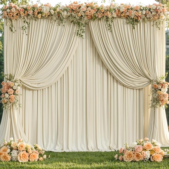 10x12 Backdrop Curtains for Wedding Party Wrinkle Free Beige Backdrops Curtain - Image 8
