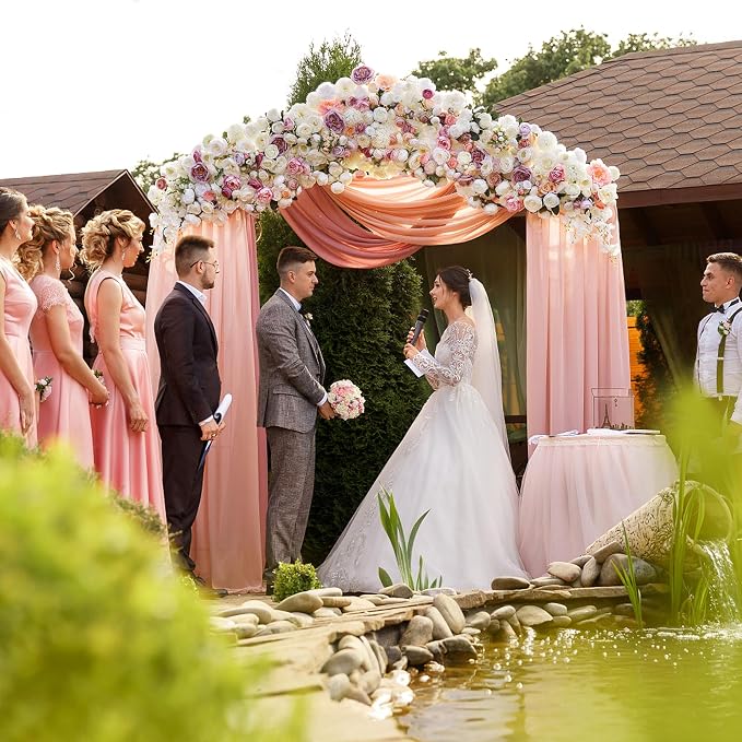Blush Wedding Arch Draping Fabric Backdrop Drapes Sheer 6 Panels | 28.7"x20FT - Image 5