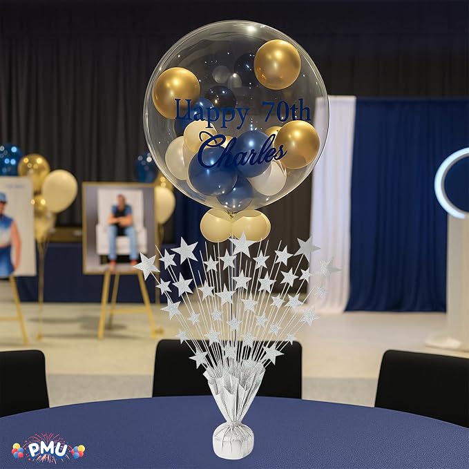 PMU 3 Pack Bursting Star Metallic Foil Spray Centerpiece- Silver Prismatic - Image 3