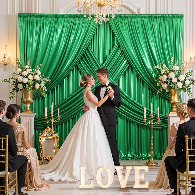 20x10ft Green Sequin Backdrop Curtains, Wrinkle Free Glitter Backdrop Drapes - Image 9