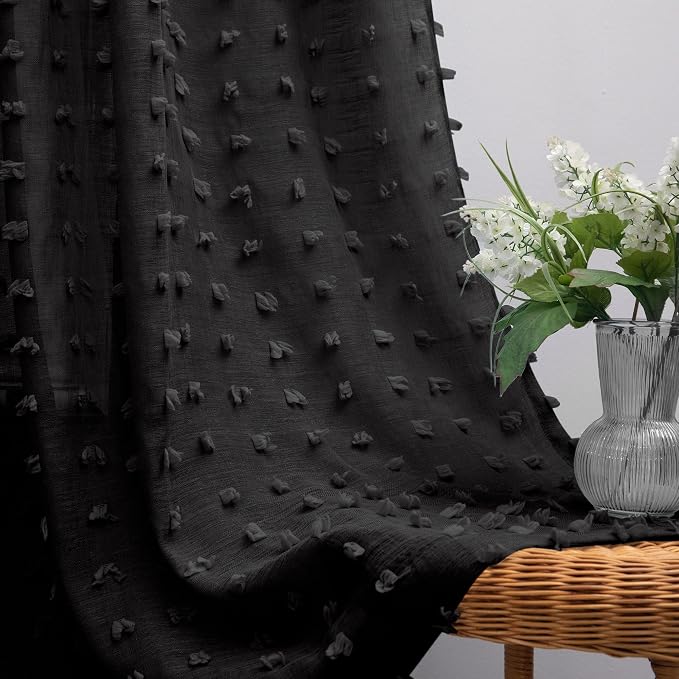 KOUFALL Black Sheer Curtains 90 Inches Long by KOUFALL