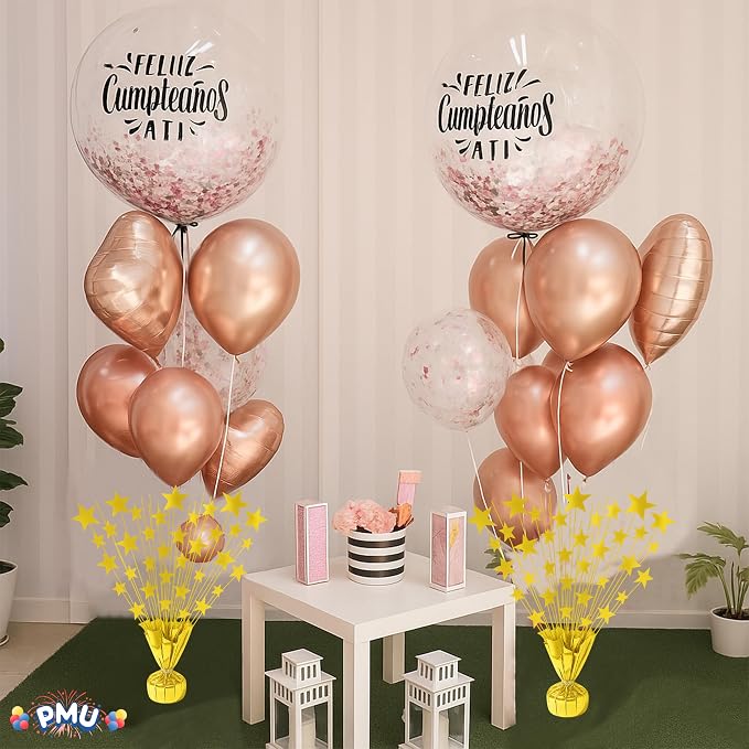 PMU 6 Pack Bursting Star Metallic Foil Spray Centerpiece- Gold Balloon Weights - Image 4
