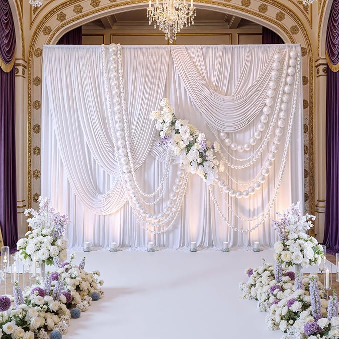 40ft×10ft Wrinkle Free White Backdrop Curtain - Image 3