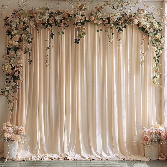20x10ft Wrinkle Free Cream Backdrop Curtain - Image 6