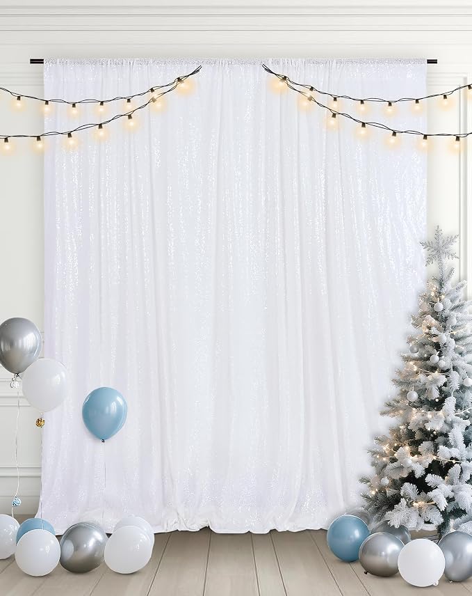 Eternal Beauty White 3mm Sequin Backdrop 10x10 Ft - Image 2
