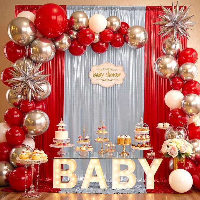 10x10ft Shimmer Red Sequin Backdrop Curtain - Image 8