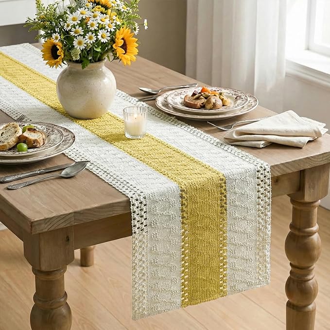 Artoid Mode Yellow Farmhouse Rustic Table Runner 12x72 Inch | Seasonal Holiday - Image 4