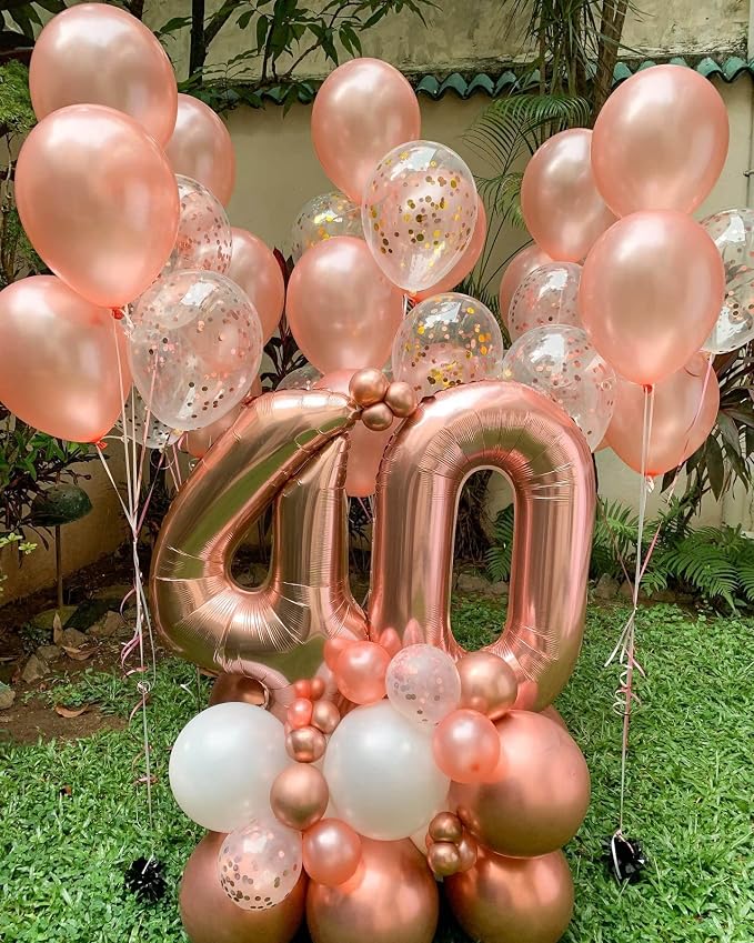 40 Inch Rose Gold 40 Number Balloons Giant Jumbo Huge 40 Foil Mylar Helium - Image 4
