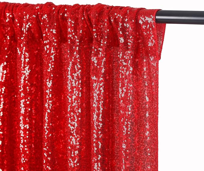 JYFLZQ Red Sequin Backdrop Curtains 2ft x 8ft 4 Panel Glitter Photo Booth - Image 4