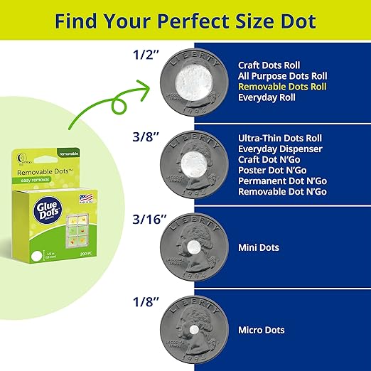 Glue Dots, Removable Dots, Double-Sided, .5 Inch, 200 Dots, DIY Craft Glue Tape - Image 4