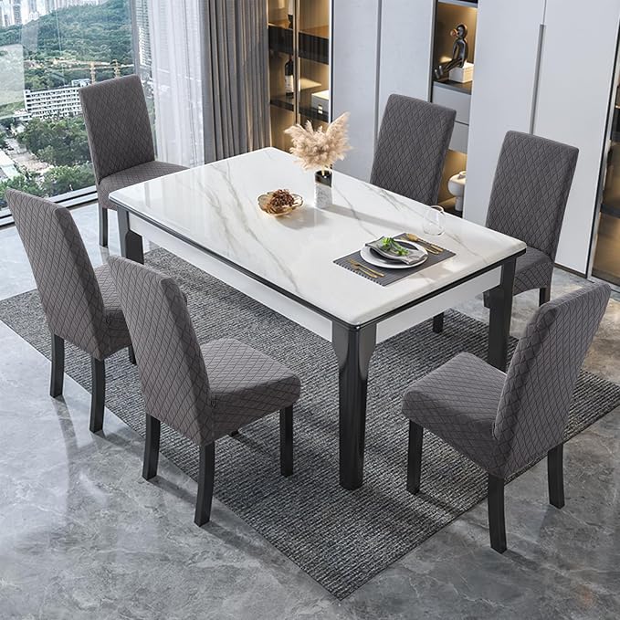 Waterproof Dining Chair Covers Set of 6 Parsons Chair Slipcovers | Double - Image 2