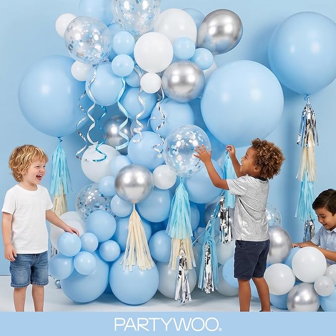 PartyWoo Light Blue Balloons 100pcs Baby Pastel Sky Aqua Blue Color | 18 12 10 - Image 5