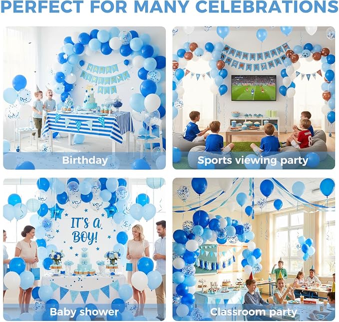 LovesTown Baby Blue and White Balloons, 12 Inch | Confetti balloons, soft color - Image 5