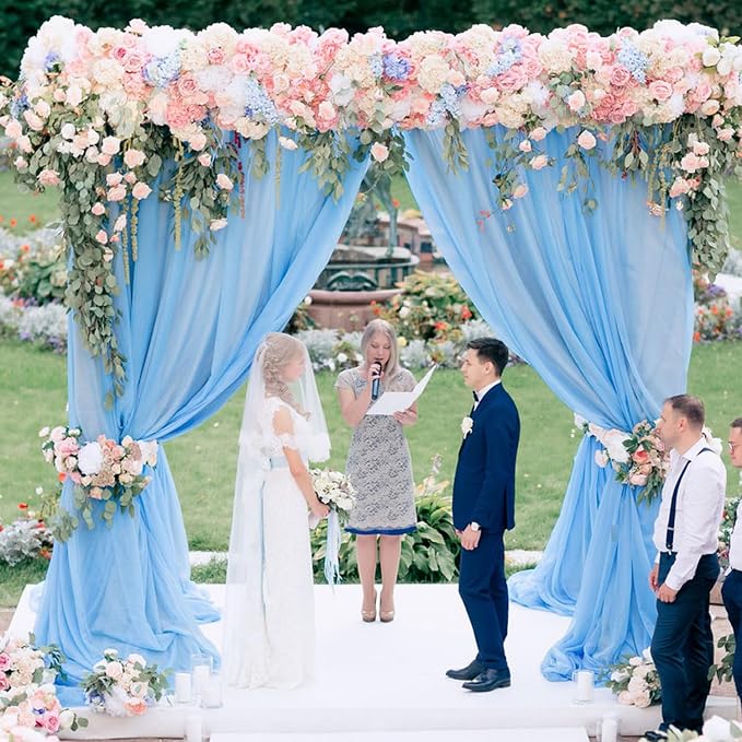 Wedding Arch Draping Fabric Backdrop Drapes 4 Panels, Dusty Blue | 28.7"x20FT - Image 3