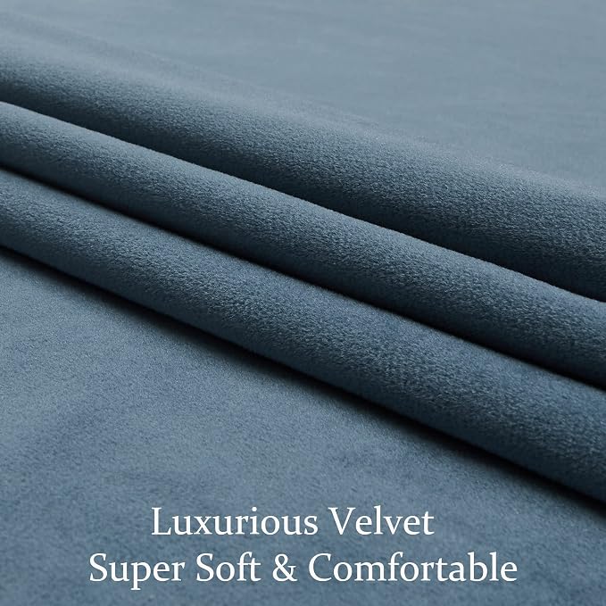 BULBUL Velvet Grayish Blue Blackout Curtains 63 inch - Image 5