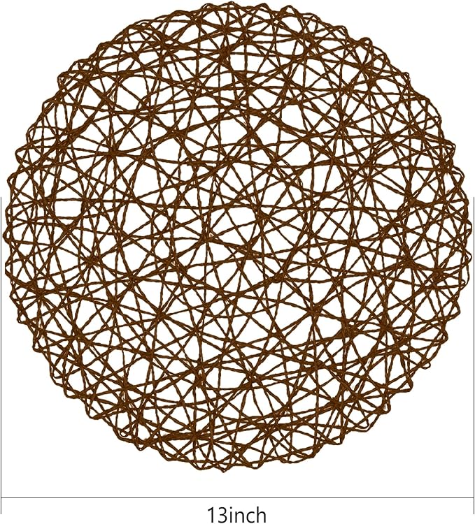 AHHFSMEI Paper Braided Round Placemats Set of 8 Natural Non-Slip Heat Resistant - Image 2