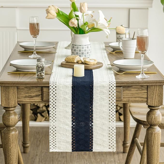 Artoid Mode Dark Blue Farmhouse Rustic Table Runner 12x36 Inch | Seasonal - Image 2