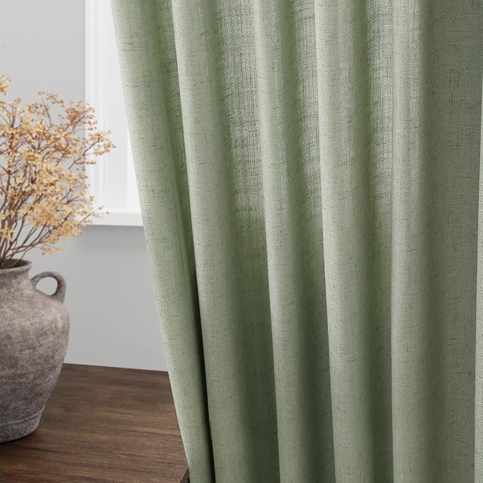 Light Sage Linen Curtains 84 Inch Length 2 Panels Set - Image 4