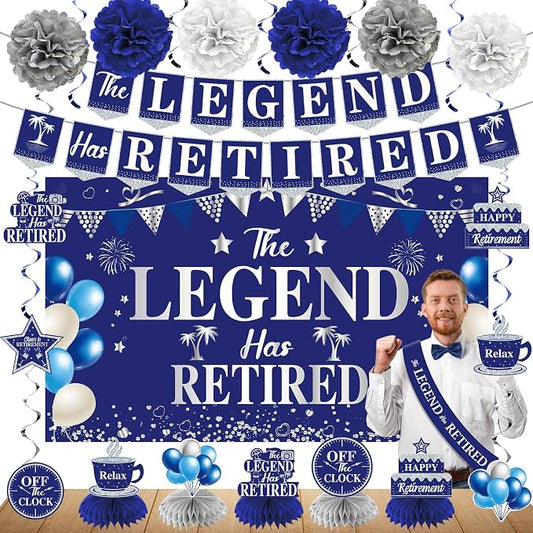 Blue Silver Retirement Party Decorations by Uiorgui