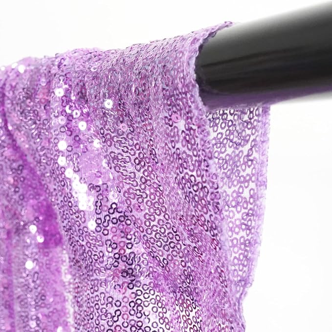 Poise3EHome Lavender Sequin Backdrop Curtain, 4 Panels 2FTx8FT Glitter - Image 3