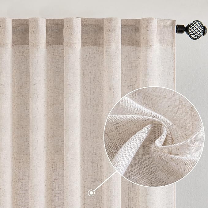 MIULEE Natural White Linen Curtains 37x90 Inch Length by MIULEE