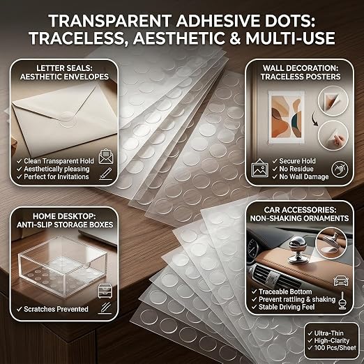 Glue Dots Double Sided 100 PCS, 0.79 Inch Clear Sticky Tack, Transparent - Image 5