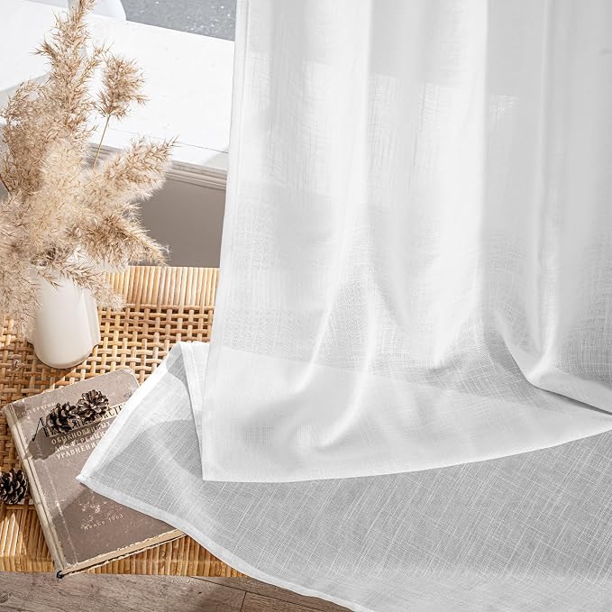 MIULEE White Linen Curtains 95 Inch Long 2 Panels - Image 7