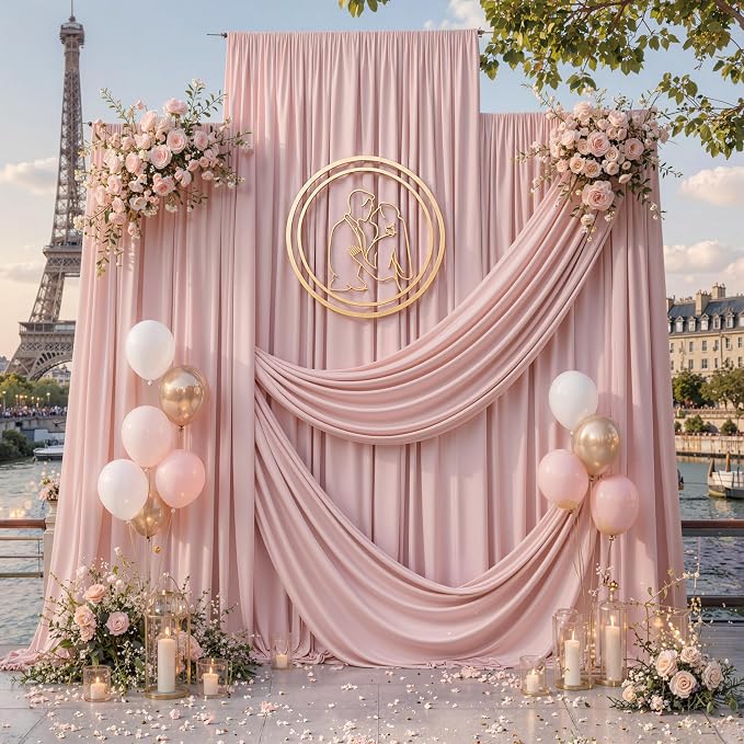 20ft x 12ft Dusty Pink Backdrop Curtains - Image 8