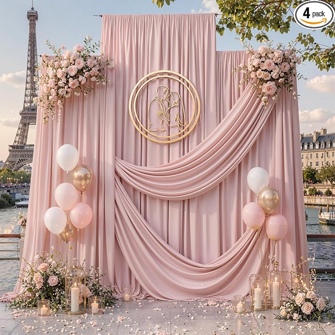 20ft x 15ft Dusty Pink Backdrop Curtains by CO-AVE