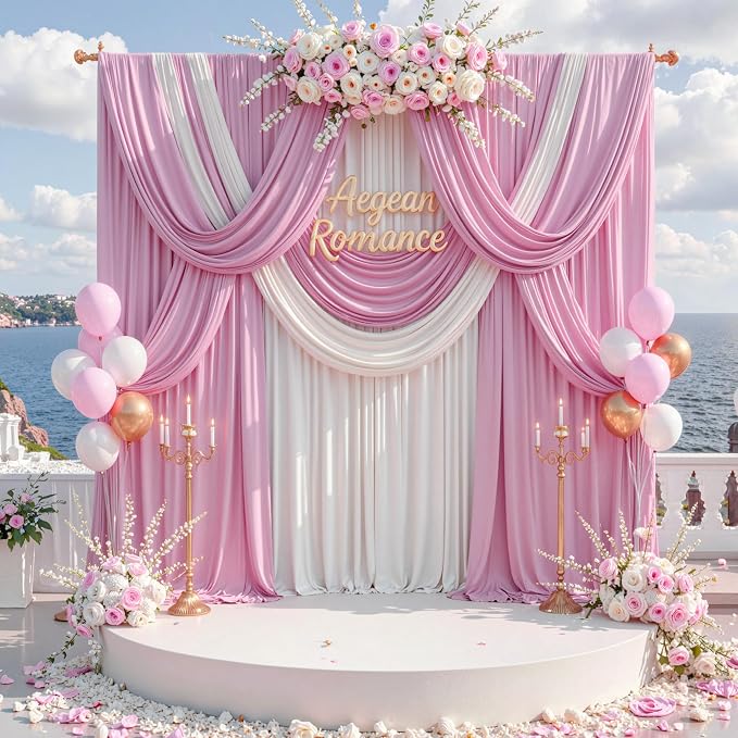 10 ft x 10 ft Pink Backdrop Curtains - Image 6