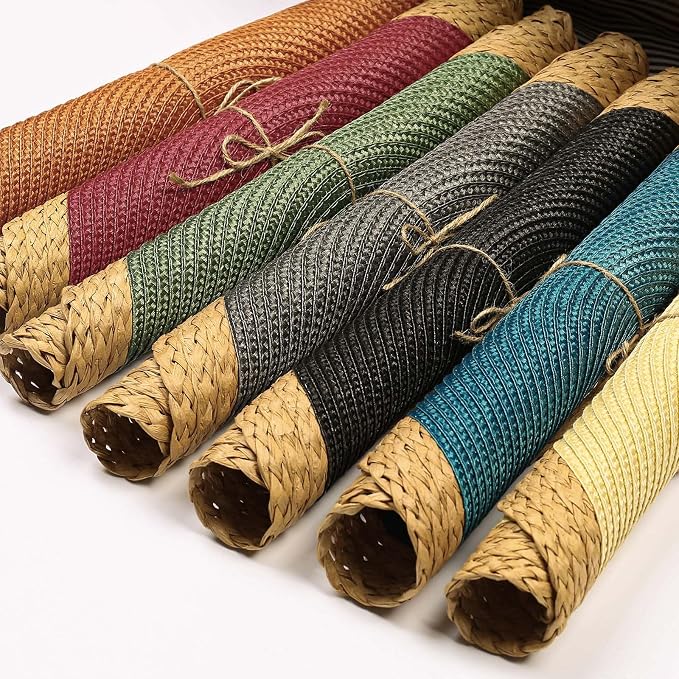 Round Placemats Set of 4, Woven Table Mats, Wide Edge, 15 Inch Diameter - Image 7