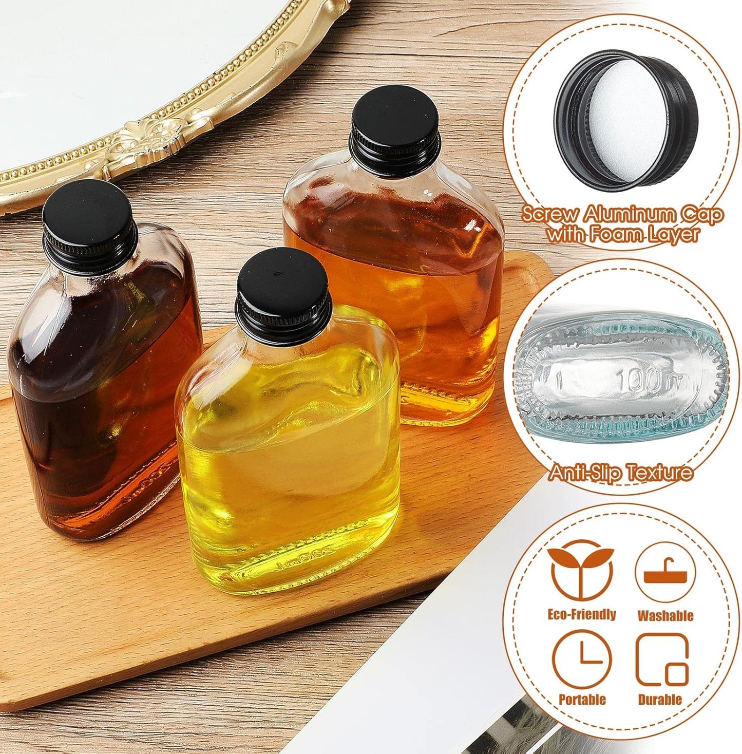 Patelai 16 Pcs Clear Glass Bottles with Caps Mini Glass Flask Liquor Bottles Empty Alcohol Shot Bottling Small Champagne Container DIY Gift for Wine Beverages Liquor Drinks Oil Beer (200 ml/ 6.8oz)