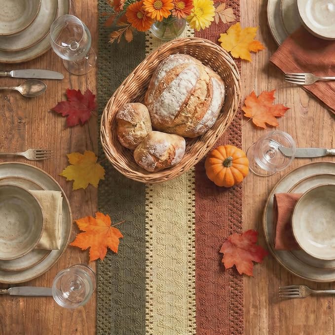 Artoid Mode Caramel Brown Coffee Farmhouse Rustic Table Runner 12x120 Inch | - Image 2