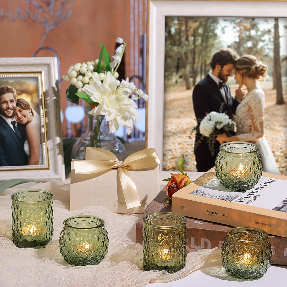 36pcs Assorted Green Votive Candle Holders, Tea Lights Candle Holder for Table Centerpiece, Green Candle Holders for Wedding, Bridal Shower and Tea Party Decorations