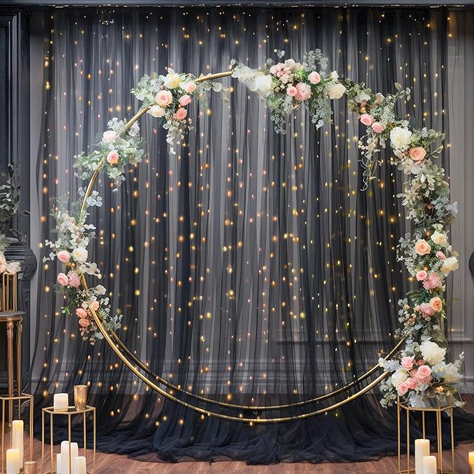10x10ft Black Tulle Backdrop Curtain - Image 5