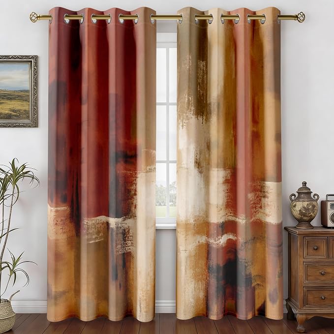 Asuexpect Burnt Orange Curtains 2 Panels Abstract Rust Curtain Room Darkening by Asuexpect